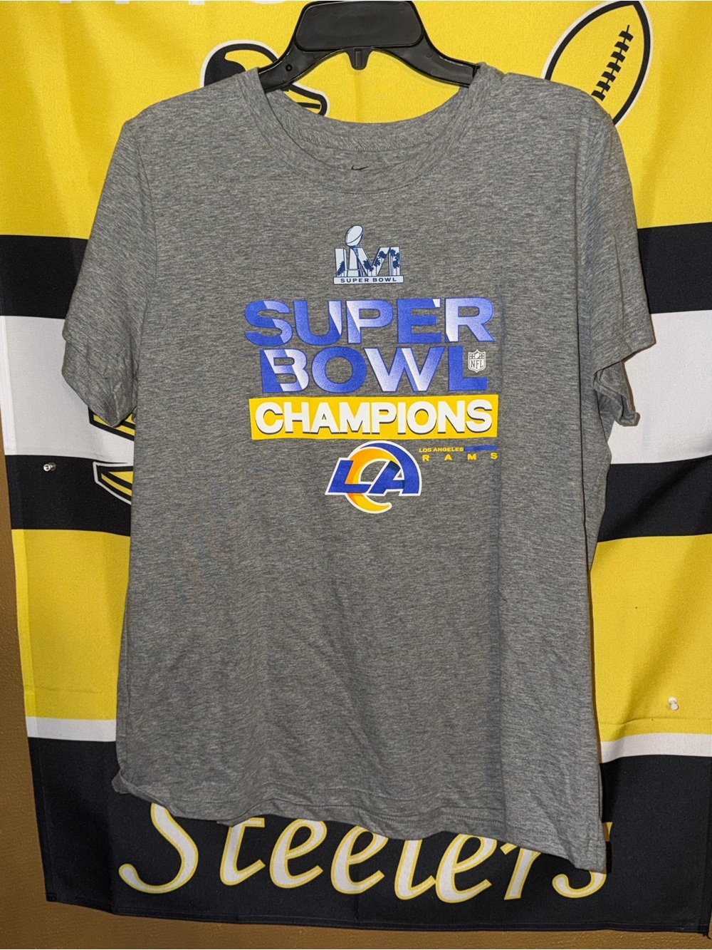 Nike NFL Football Los Angeles Rams Super Bowl LVI Champions T Shirt Women’s LAR.